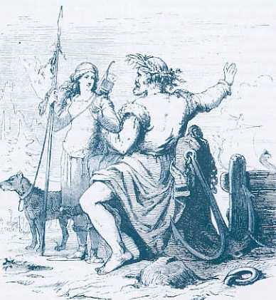 skadi.jpg - Ilustración de un libro del siglo XIX> Después de su luna de miel, Skadi y Njord, se va de Asgard a Noatún.