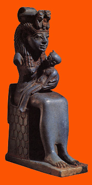 Isis amamantando al bebé Horus.