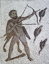 Mosaico de los trabajos de Heracles: Matando a los pájaros de Estínfalo (Detalle procedente de Liria, Valencia).