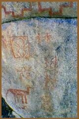 rupestre_estepa_patagonica.jpg - Estepa patagónica. Pintura rupestre en Argentina.